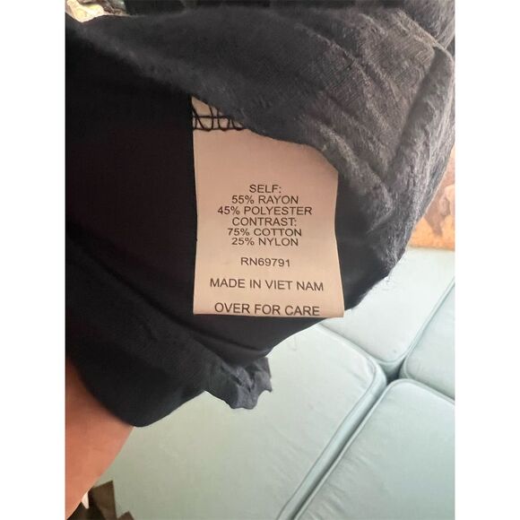 Fig and Flower Women's S Blue Embroidered Boho Top 3/4 Sleeve V-Neck - Picture 5 of 6